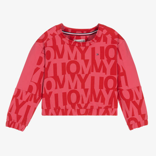 Tommy Hilfiger-Sweatshirt in Rosa und Rot (M) | Childrensalon Outlet