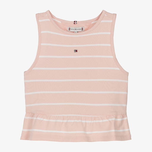 Tommy Hilfiger-Girls Pink Stripe Viscose Sleeveless Top | Childrensalon Outlet