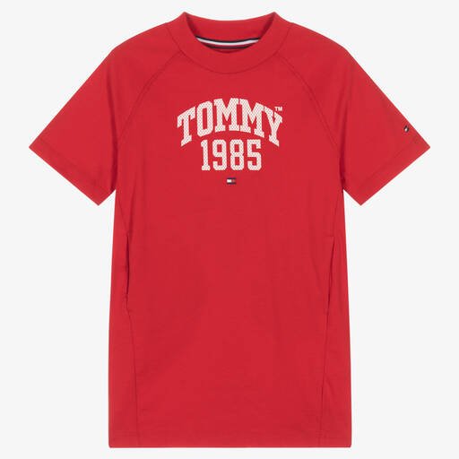 Tommy Hilfiger-Girls Red Cotton Jersey Dress | Childrensalon Outlet