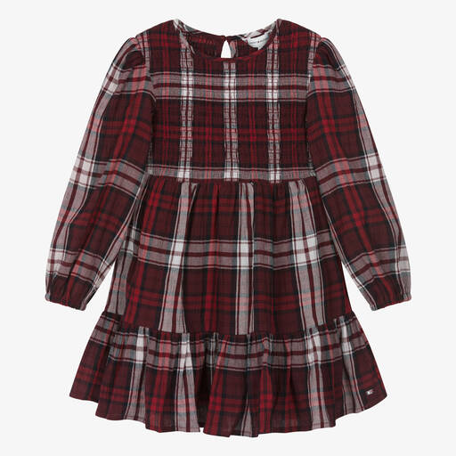 Tommy Hilfiger-فستان قطن تارتان لون أحمر | Childrensalon Outlet