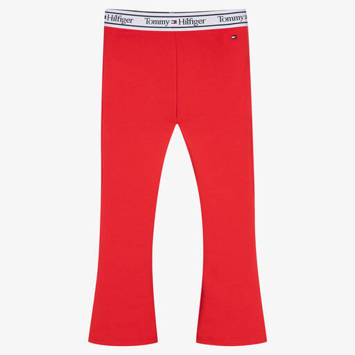 Tommy Hilfiger-Girls Red Flared Cotton Leggings | Childrensalon Outlet