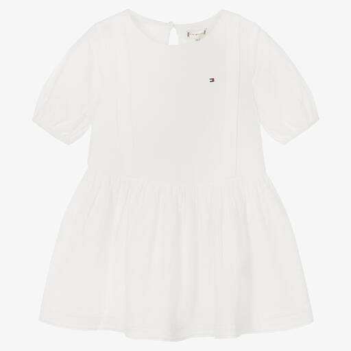 Tommy Hilfiger-Girls White Cotton Dress | Childrensalon Outlet