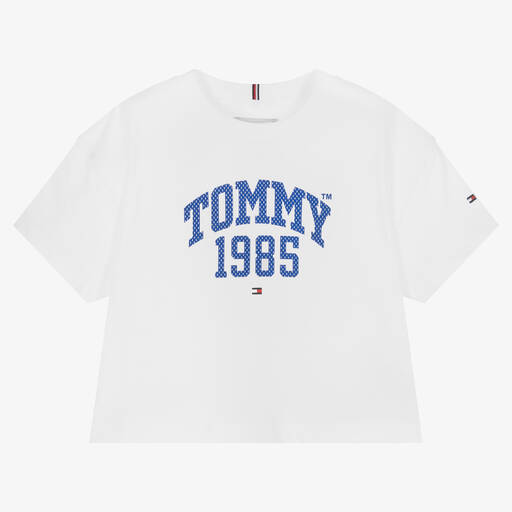 Tommy Hilfiger-Girls White Cotton Jersey T-Shirt | Childrensalon Outlet