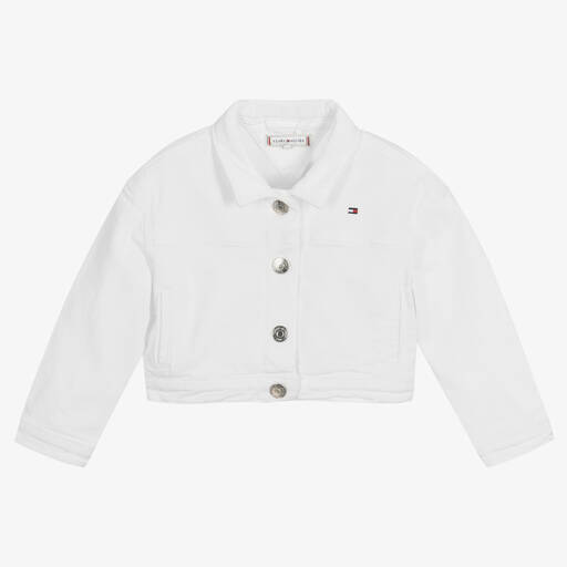 Tommy Hilfiger-Veste courte en denim blanc fille | Childrensalon Outlet