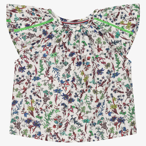 Tommy Hilfiger-Белая хлопковая блузка в цветочек | Childrensalon Outlet