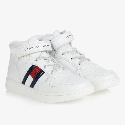 Tommy Hilfiger-Weiße, hohe Sneakers für Mädchen | Childrensalon Outlet