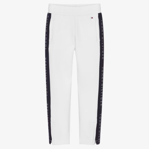 Tommy Hilfiger-Girls White Logo Tape Joggers | Childrensalon Outlet