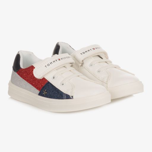 Tommy Hilfiger-Girls White Logo Trainers | Childrensalon Outlet