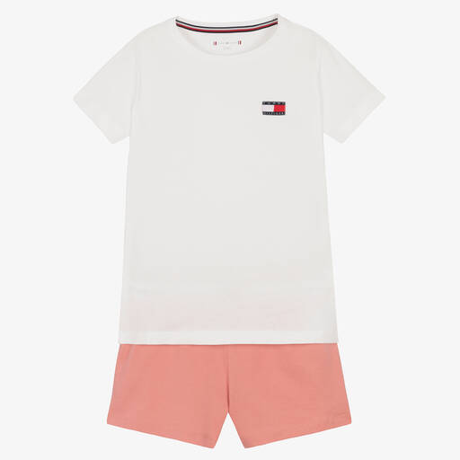 Tommy Hilfiger-Girls White & Pink Flag Pyjamas | Childrensalon Outlet