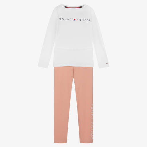 Tommy Hilfiger-Pyjama blanc et rose fille | Childrensalon Outlet