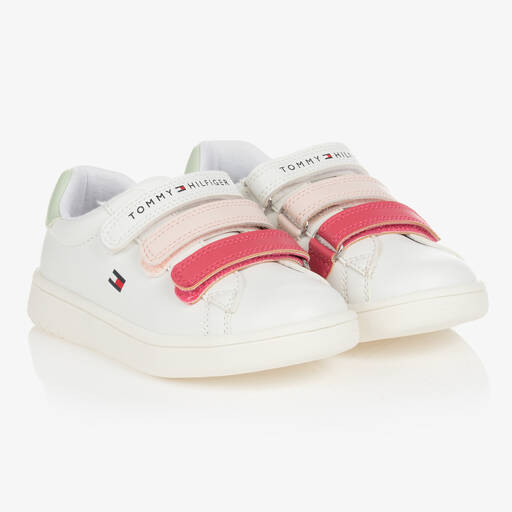 Tommy Hilfiger-Бело-розовые кроссовки на липучке | Childrensalon Outlet