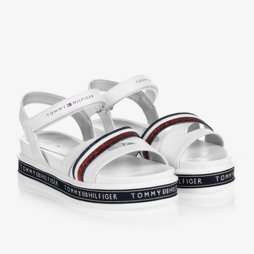 Tommy Hilfiger-Girls White Platform Sandals | Childrensalon Outlet
