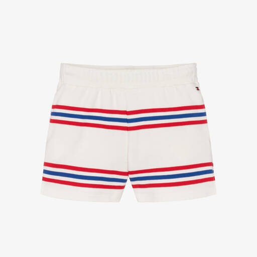 Tommy Hilfiger-Белые хлопковые шорты с полосками | Childrensalon Outlet