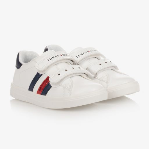 Tommy Hilfiger-Girls White Velcro Trainers | Childrensalon Outlet