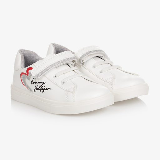 Tommy Hilfiger-Girls White Velcro Trainers | Childrensalon Outlet