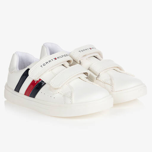 Tommy Hilfiger-Girls White Velcro Trainers | Childrensalon Outlet