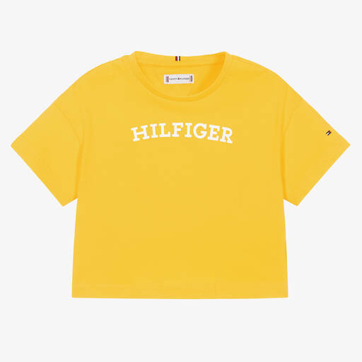 Tommy Hilfiger-Girls Yellow Cotton T-Shirt | Childrensalon Outlet