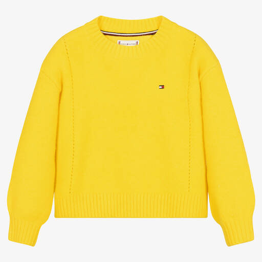 Tommy Hilfiger-Pull jaune à logo pour fille | Childrensalon Outlet