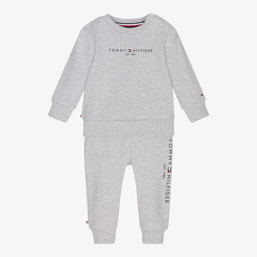 Tommy Hilfiger-بدلة رياضية قطن عضوي جيرسي لون رمادي للأطفال | Childrensalon Outlet