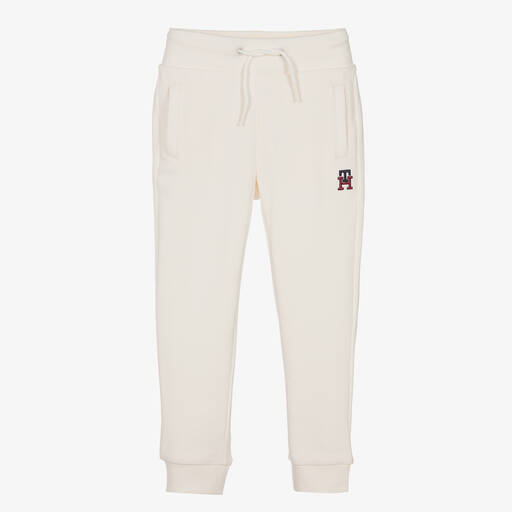 Tommy Hilfiger-Ivory Cotton Jersey Logo Joggers | Childrensalon Outlet