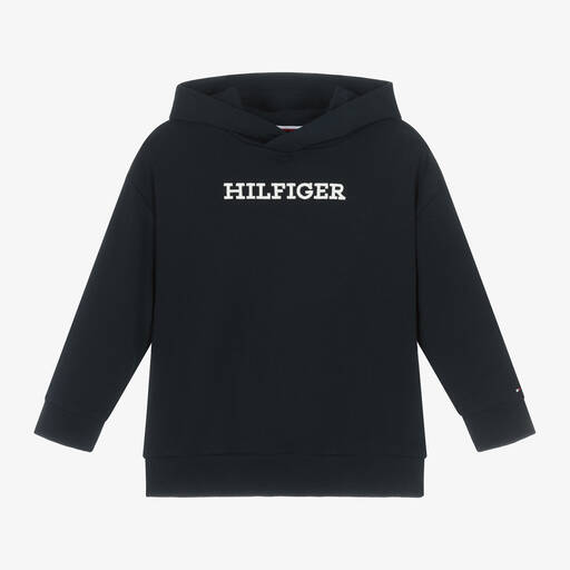 Tommy Hilfiger-Navy Blue Cotton Jersey Hoodie | Childrensalon Outlet