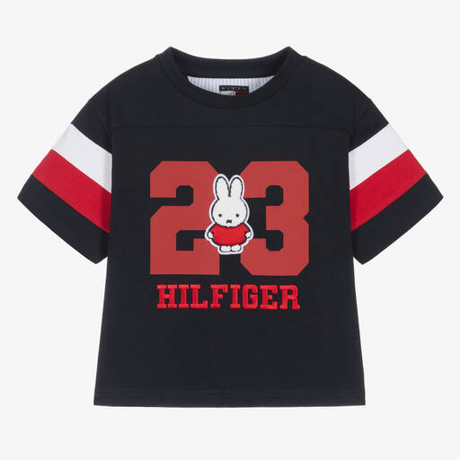 Tommy Hilfiger-Navy Blue Cotton Miffy Logo T-Shirt | Childrensalon Outlet