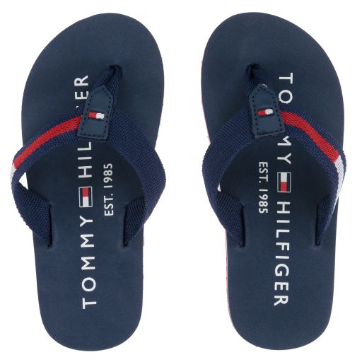Tommy Hilfiger-Navy Blue Logo Flip Flops | Childrensalon Outlet
