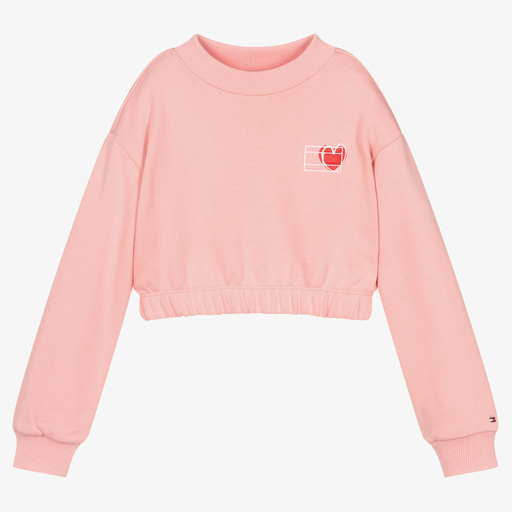Tommy Hilfiger-Pink Cotton Cropped Sweatshirt | Childrensalon Outlet