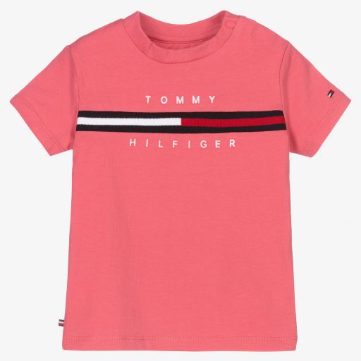 Tommy Hilfiger-Pink Logo Baby T-Shirt | Childrensalon Outlet