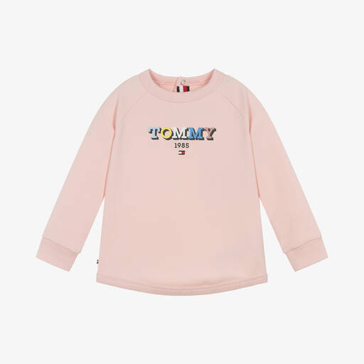 Tommy Hilfiger-Pink Organic Cotton Baby Sweatshirt | Childrensalon Outlet