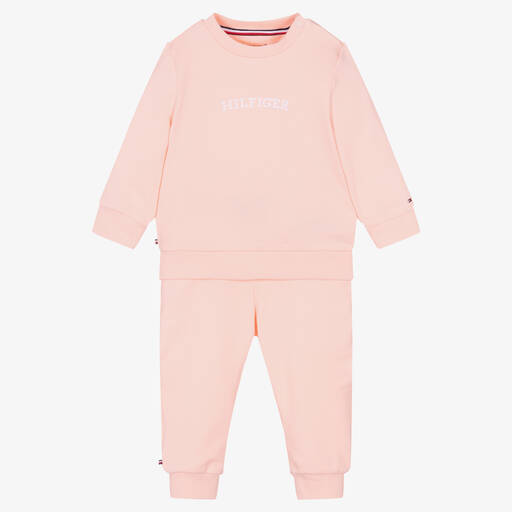 Tommy Hilfiger-Survêtement rose en coton bio bébé | Childrensalon Outlet