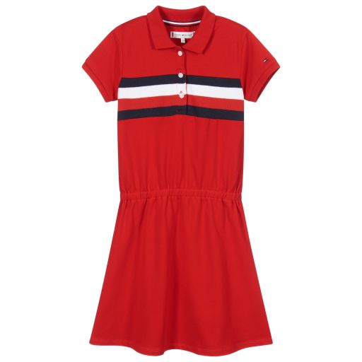 Tommy Hilfiger-Красное платье поло из хлопка | Childrensalon Outlet