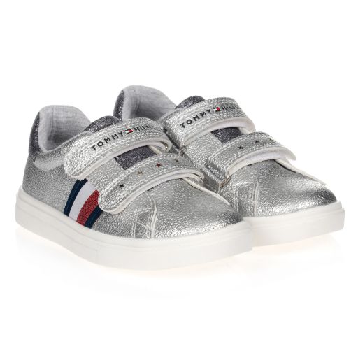 Tommy Hilfiger-Baskets argentées en similicuir | Childrensalon Outlet