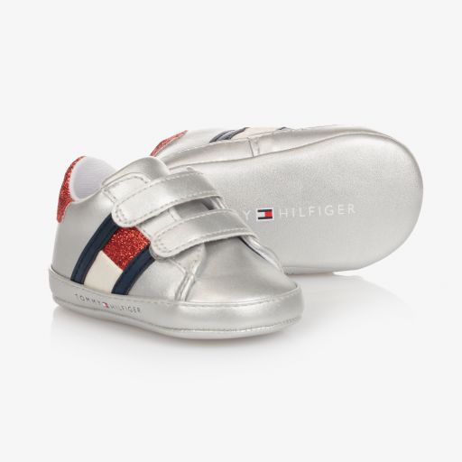 Tommy Hilfiger-Silver Pre-Walker Trainers | Childrensalon Outlet