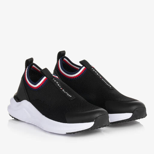 Tommy Hilfiger-Teen Black Memory Foam Knitted Trainers | Childrensalon Outlet
