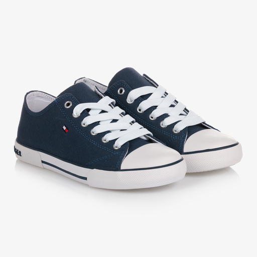 Tommy Hilfiger-Teen Blue Canvas Trainers | Childrensalon Outlet