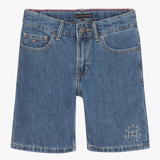 Tommy Hilfiger-شورت تينز ولادي قطن دنيم لون أزرق | Childrensalon Outlet