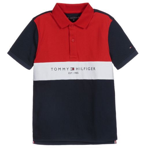 Tommy Hilfiger-Синяя рубашка поло с логотипом для подростков | Childrensalon Outlet