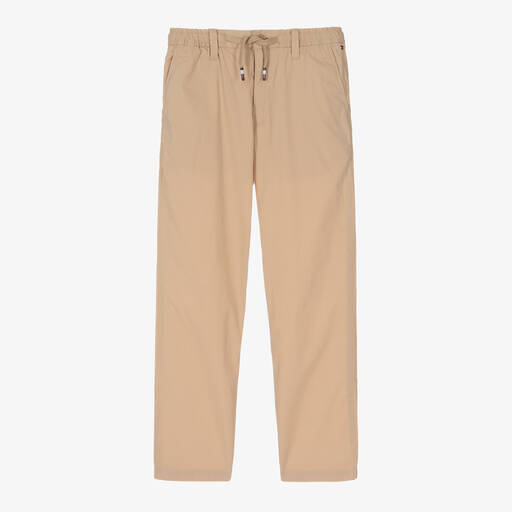 Tommy Hilfiger-Teen Boys Beige Cotton Chino Trousers | Childrensalon Outlet