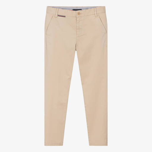 Tommy Hilfiger-Teen Boys Beige Cotton Chino Trousers | Childrensalon Outlet