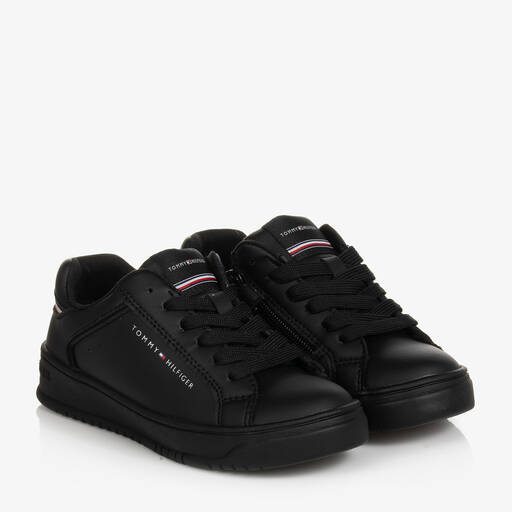 Tommy Hilfiger-Schwarze Teen Kunstleder-Sneakers | Childrensalon Outlet