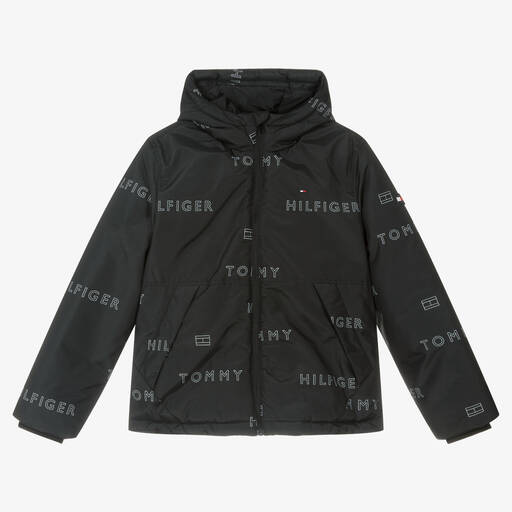 Tommy Hilfiger-Teen Boys Black Logo Jacket | Childrensalon Outlet