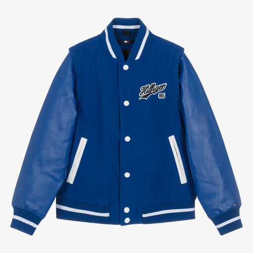 Tommy Hilfiger-Teen Boys Blue Bomber Jacket | Childrensalon Outlet