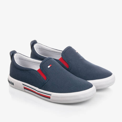 Tommy Hilfiger-Teen Boys Blue Canvas Trainers | Childrensalon Outlet