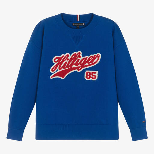 Tommy Hilfiger-Teen Boys Blue Cotton Jumper | Childrensalon Outlet