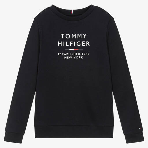 Tommy Hilfiger-Teen Boys Blue Cotton Logo Sweatshirt | Childrensalon Outlet