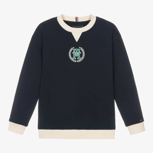 Tommy Hilfiger-سويتشيرت بطبعة مونوغرام قطن لون كحلي للمراهقين | Childrensalon Outlet
