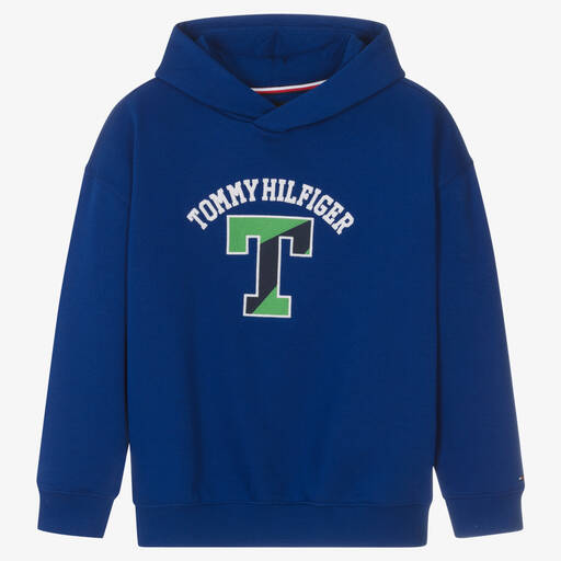 Tommy Hilfiger-Teen Boys Blue Cotton Varsity Hoodie | Childrensalon Outlet