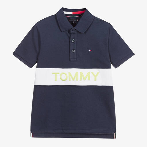 Tommy Hilfiger-Teen Boys Blue Logo Polo | Childrensalon Outlet