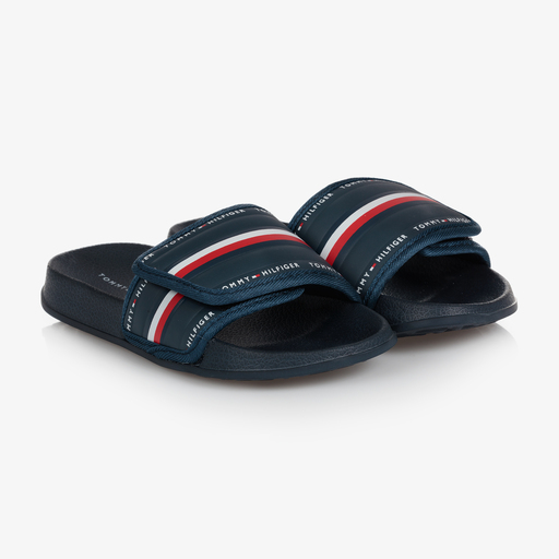 Tommy Hilfiger-شبشب سلايدرز تينز ولادي لون كحلي | Childrensalon Outlet
